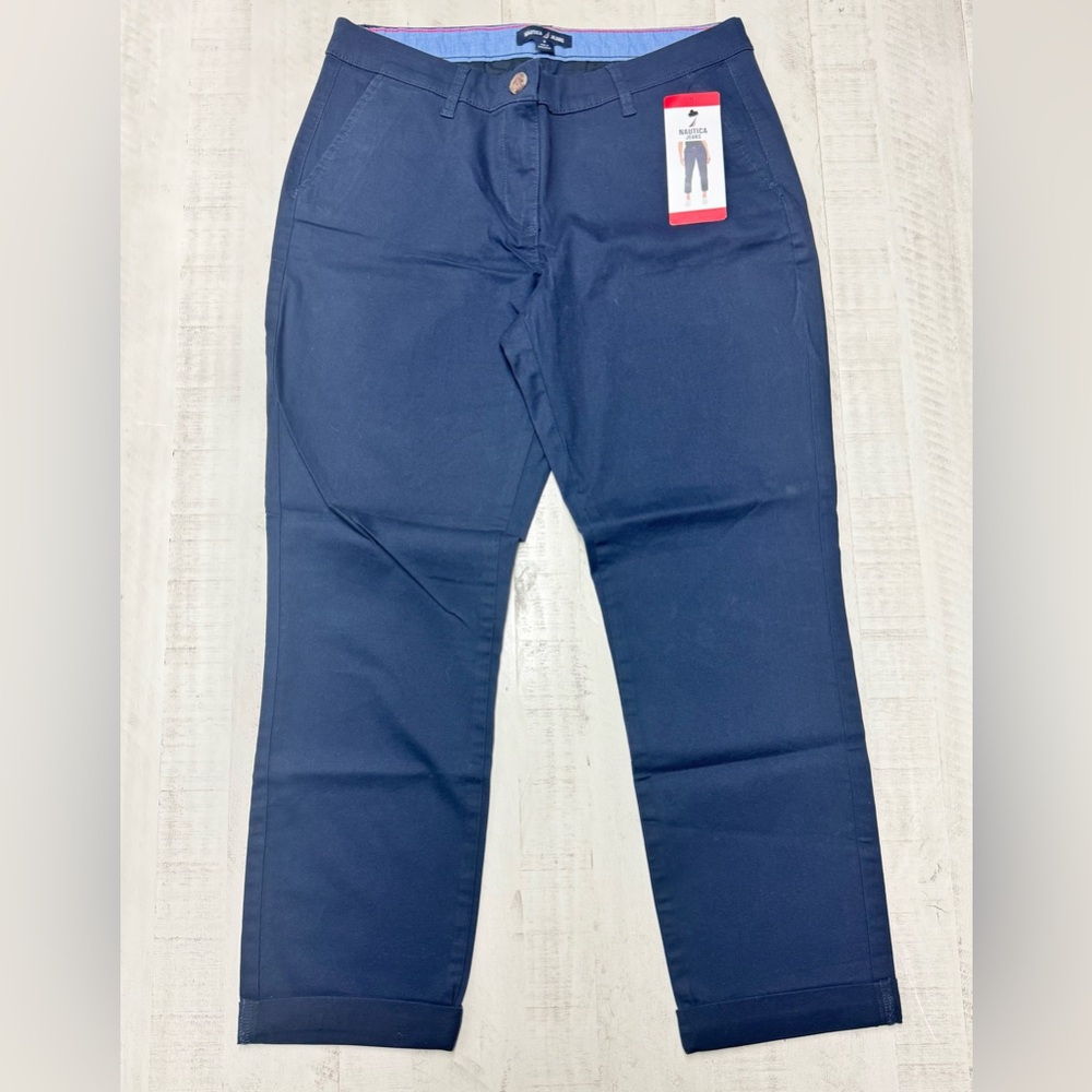 Nautica jeans Dark Blue Chinos Womens' Cotton Ankle Pants nwt
